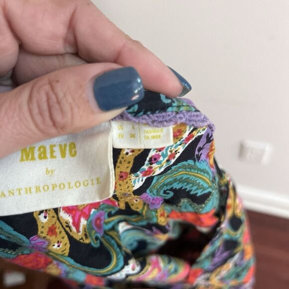 Maeve Anthropologie Carter Floral Blouse Boho Paisley Women’s 4 Colorful Button - Picture 5 of 16
